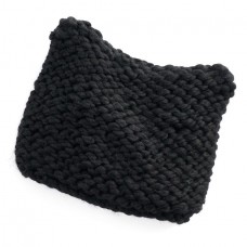 New w/ Tags LC Lauren Conrad Black Chunky Knit Kitty Ear Beanie Mujer&apos;s One Size 51059683812 eb-15618698